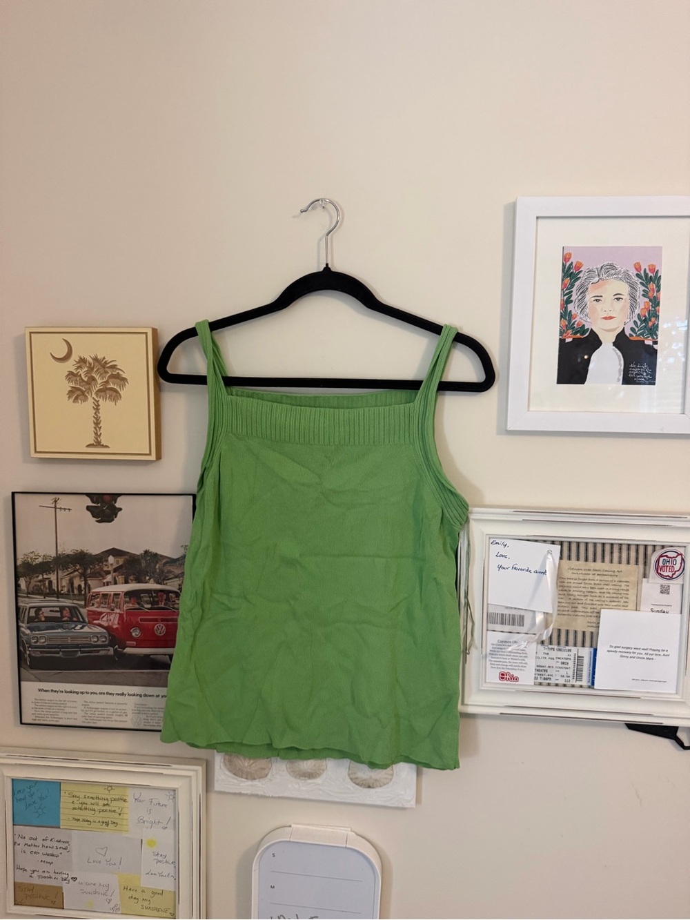 Jones New York Green Ribbed Square-Neck Tank Top